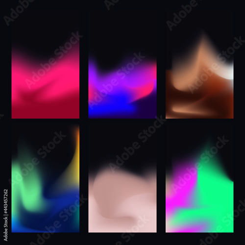set de 6 fondos degradados liquidos neones varios colores sobre fondo negro