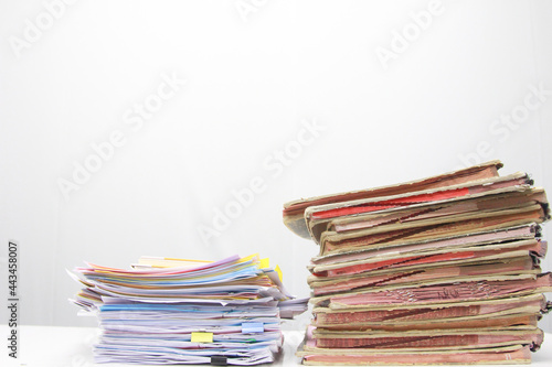 Business documents with charts growth, Book and pen. Workplace on table in office