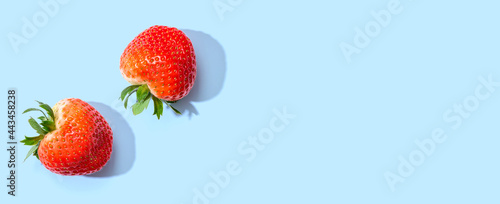 Fototapeta Naklejka Na Ścianę i Meble -  Fresh red strawberries overhead view