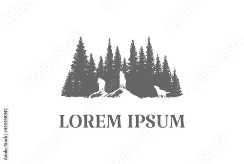 Fir Conifer Larch Cypress Hemlock Trees Forest for Outdoor Wilderness Adventure Logo Design Vector