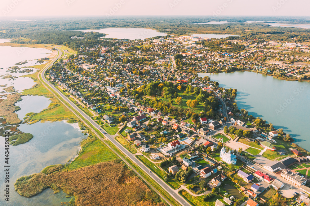 Braslav, Braslaw District, Vitebsk Voblast, Belarus. Aerial View Of Town. Famous Lakes
