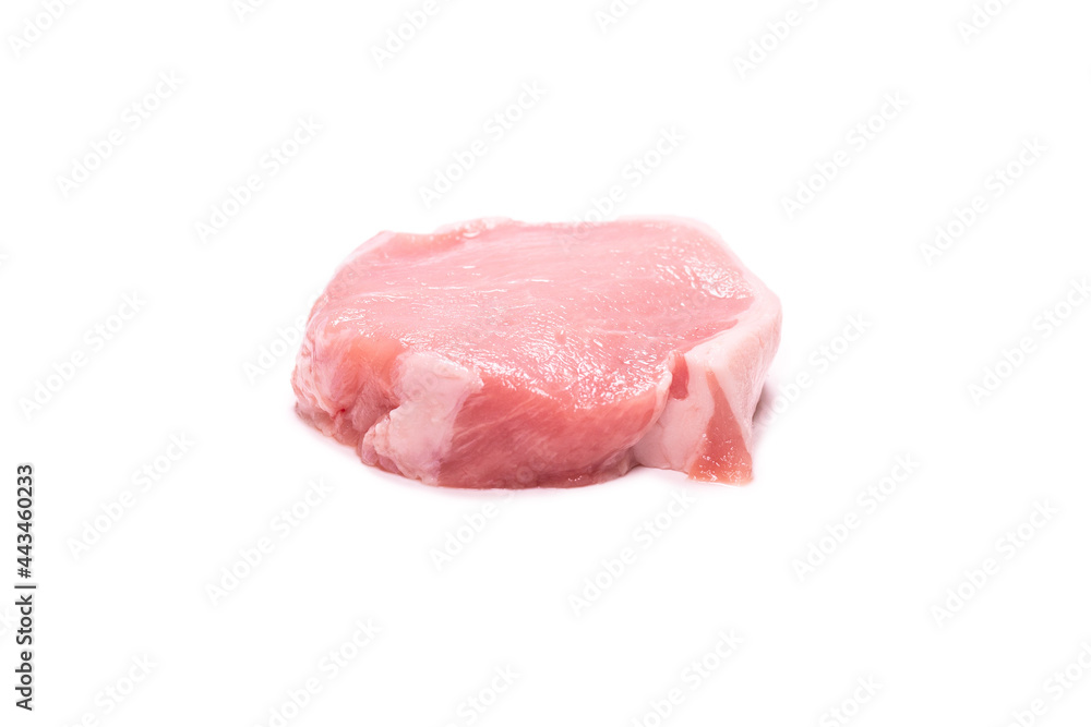 Raw pork pieces isolated on a white background. Raw pork pieces isolated on a white background.