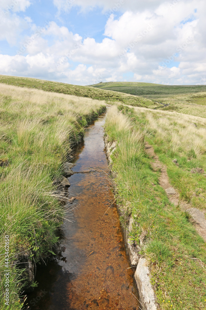 Leat in the West Dart River Valley in Dartmoor, Devon	