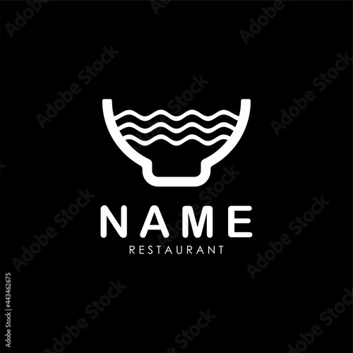 simple noodle and bowl for restaurant logo design template