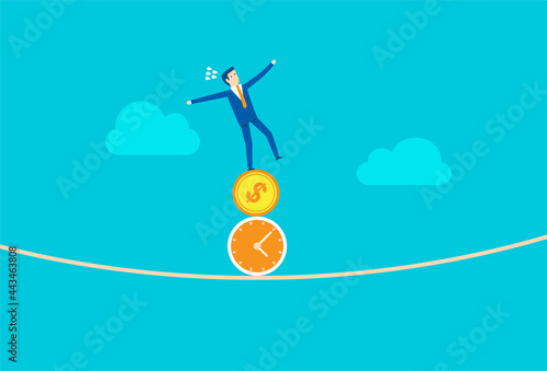 Businessman is keeping balance on life and working time