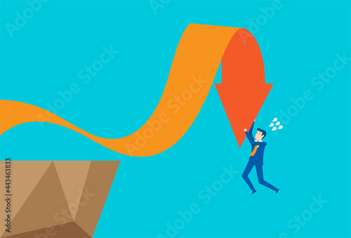 Businessman falling with rise and fall arrows