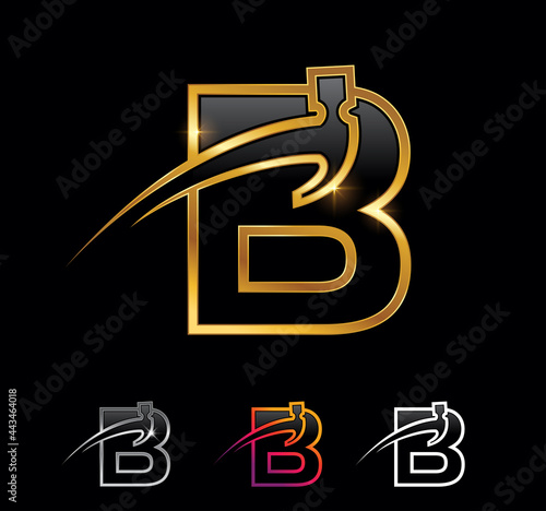 Golden Monogram Hammer Letter B