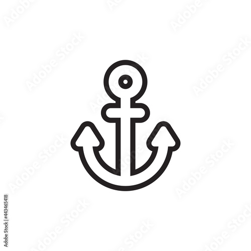 Simple Flat Anchor Icon Illustration Design  Silhouette of Anchor Symbol with Outlined Style Template Vector