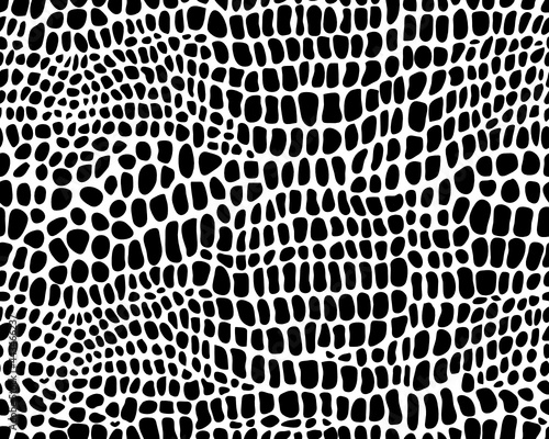 SVG Seamless  pattern of alligator leather, black color on a white background