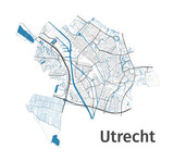 Utrecht map. Detailed map of Utrecht city administrative area. Cityscape panorama.