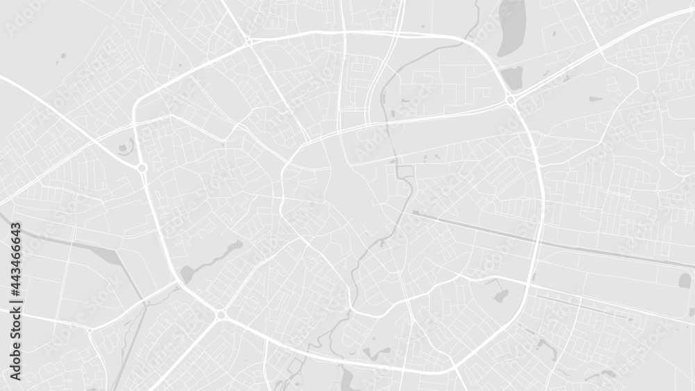 White and light grey Eindhoven City area vector background map, streets and water cartography illustration.