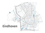 Eindhoven map. Detailed map of Eindhoven city administrative area. Cityscape panorama.