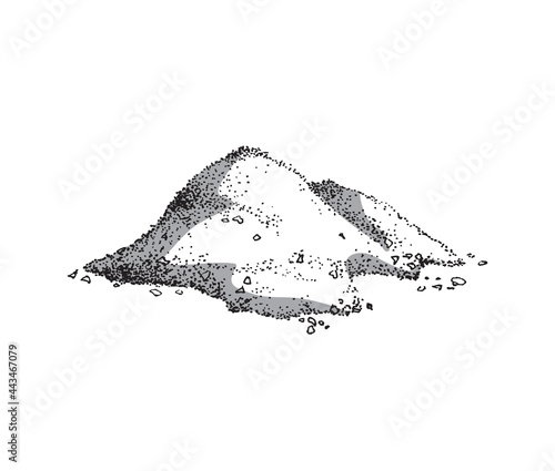 Heap of ground salt, engraving hand drawn vector illustration isolated on white.