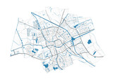 Groningen map. Detailed map of Groningen city administrative area. Cityscape panorama.