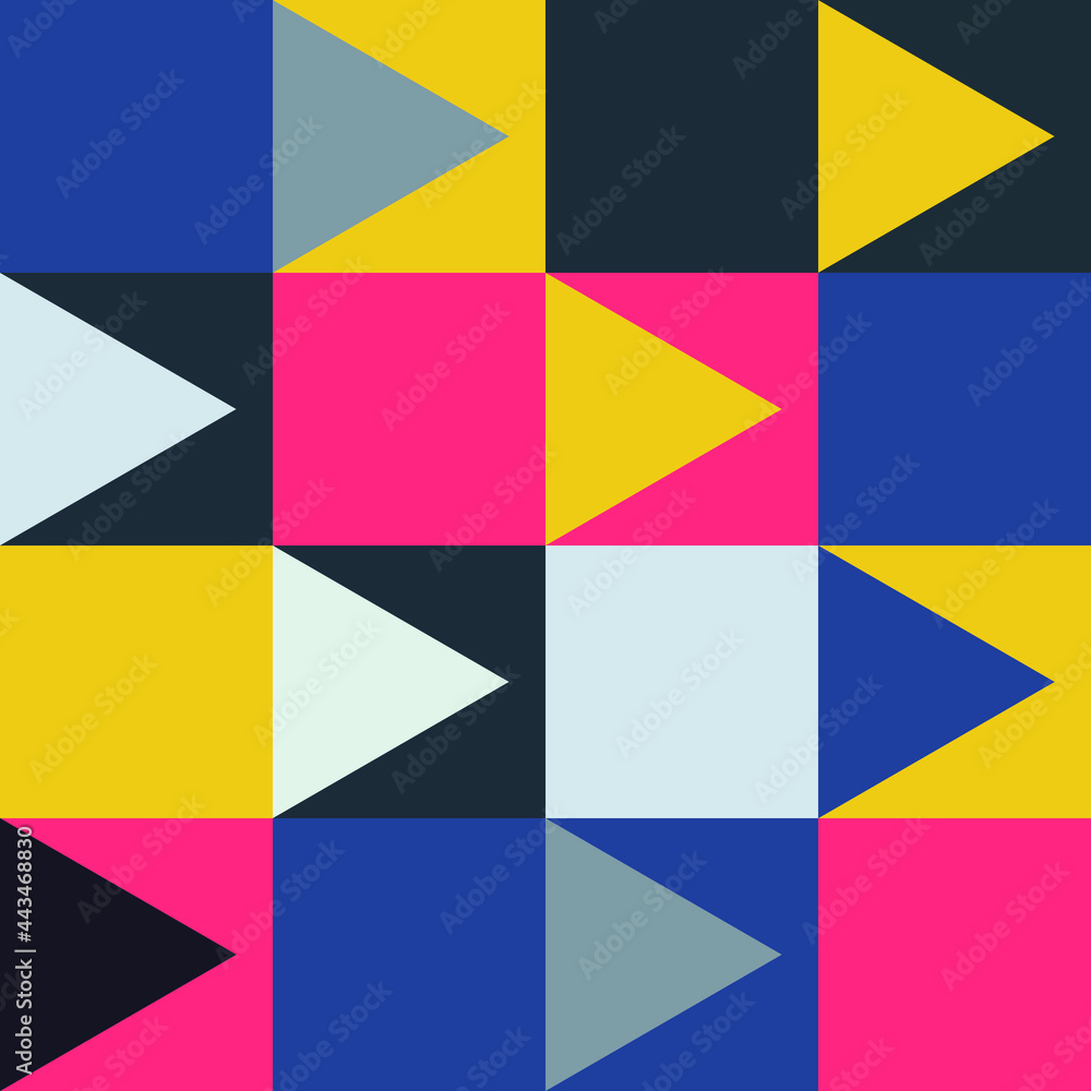 Geometric multi-colored synthetic minimalist poster with a simple shape and pattern. Abstract vector design in the Scandinavian style for a web banner, business presentation, corporate packaging