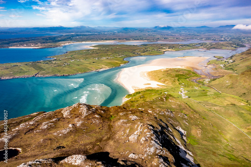 Aerial view of Maghera and Ardara from Slieve Tooey in County Donegal - Ireland