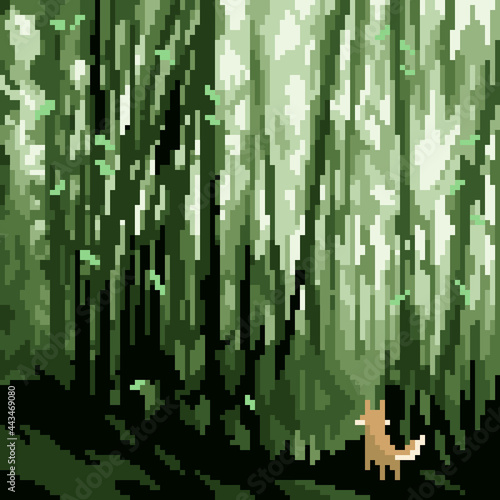 pixel art of fox in jungle