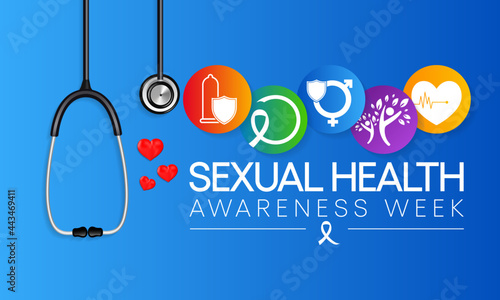 Sexual Health awareness week is observed every year in September,  it is important for our overall health and wellbeing. It includes the right to healthy relationships, Vector illustration.