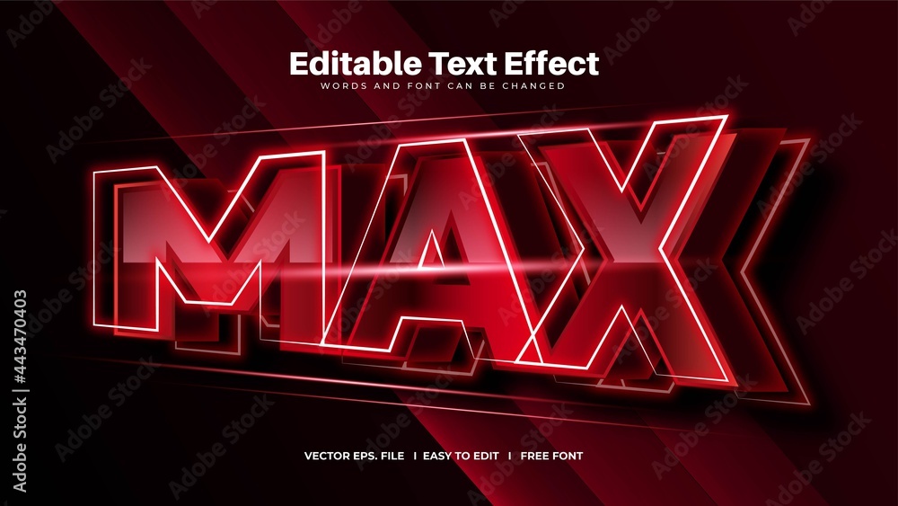 Red Bold Max Editable Text Effect - obrazy, fototapety, plakaty 
