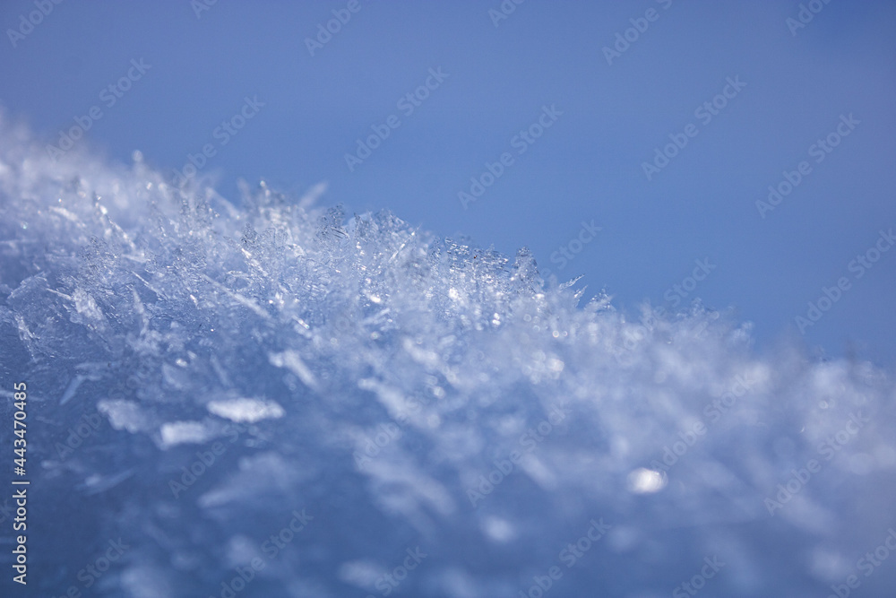 Snow Crystals in cold Winter semi-close-up. Copy Space Snow Crystals in cold Winter semi-close-up. Copy Space