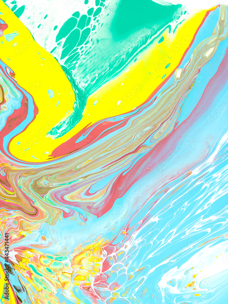 Creative abstract colorful hand painted background, fluid art, marble texture, abstract ocean, acrylic painting on canvas.