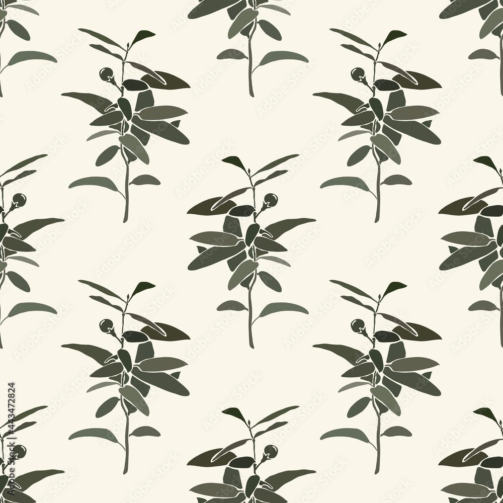 Pattern from twigs with leaves and berries. Pattern from twigs with leaves and berries.