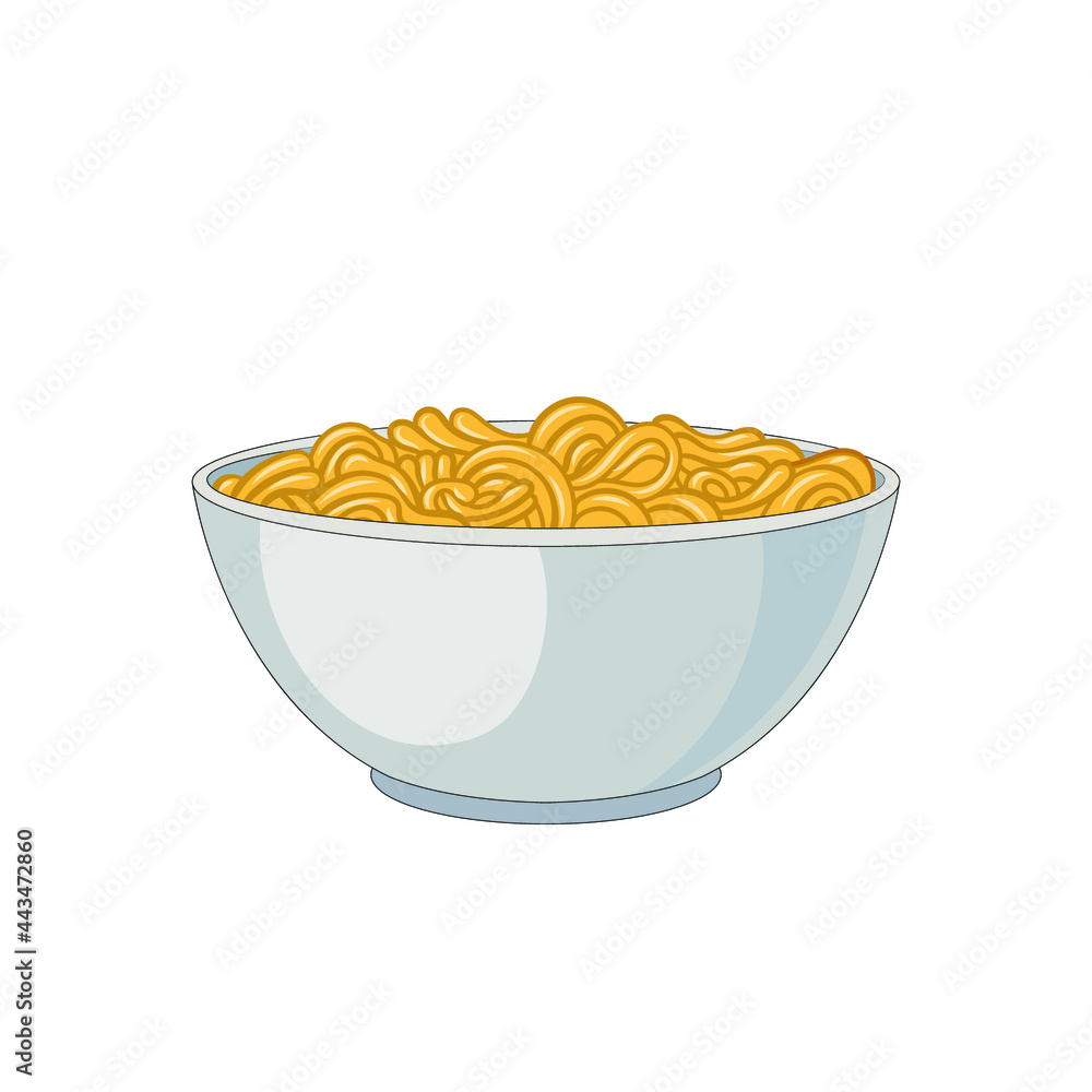 Vector Plain Noodles Illustration, Noodles in White Bowl Isolated on White Background.
Vector Plain Noodles Illustration, Noodles in White Bowl Isolated on White Background.