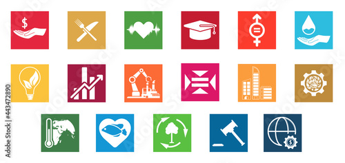 SDGs vector icon card on isolated white background. Sustainable development goals. Flat vector illustration © ZinetroN