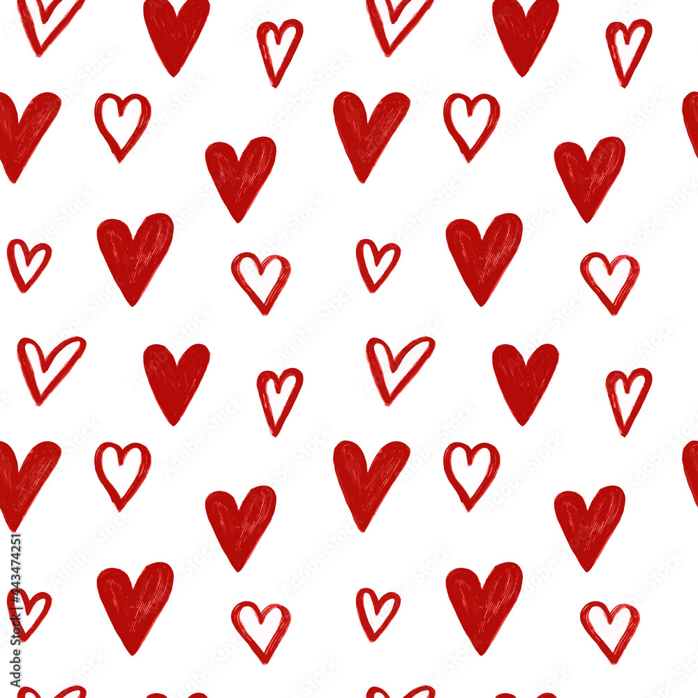 seamless pattern with red hearts	