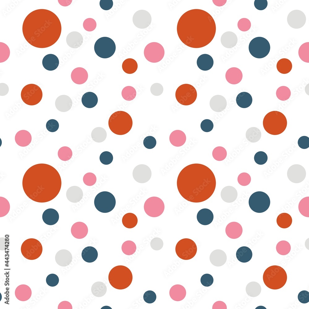 set of colored circles on white background seamless pattern hand drawn digital illustration
