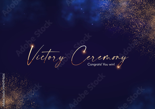 Victory abd Award design. Abstract shining background with gold effect.