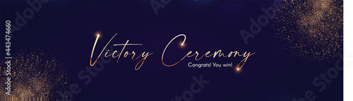 Victory abd Award design. Abstract shining background with gold effect.