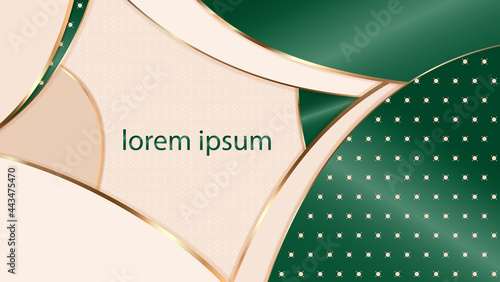 Abstract background in shades of ivory and tidewater green with gold
