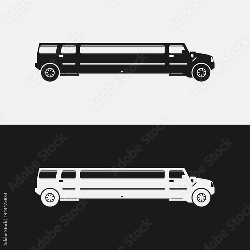 Limo Limousine Silhouette Logo Design Template. Limo is a large luxurious often chauffeur-driven sedan that usually has a glass partition separating the driver's seat from the passenger compartment.