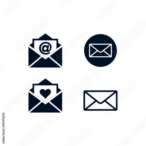 Black emails vector icon pack