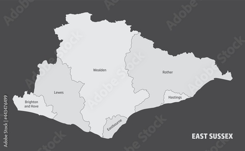 East Sussex county administrative map photo