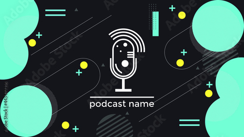 ABSTRACT TEMPLATE PODCAST MICROPHONE FLAT COLOR LIQUID DESIGN BACKGROUND VECTOR. GOOD FOR COVER DESIGN, BANNER, WEB,SOCIAL MEDIA
