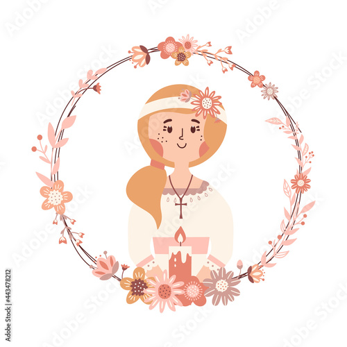 Little girl first communion day religious catholic celebration