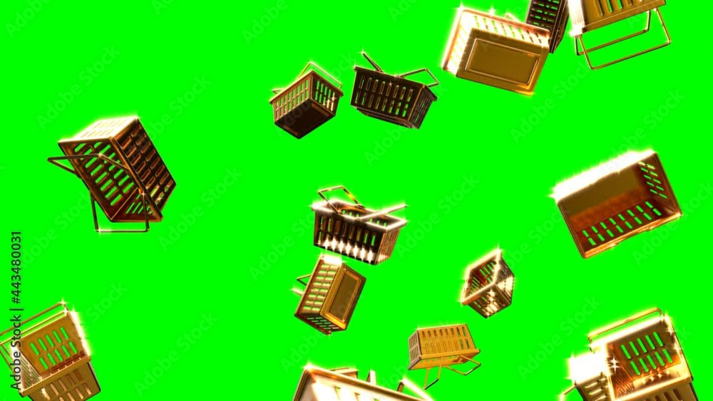 Shining gold shopping baskets on green chroma key background.
Loop able abstract animation for background.
Shining gold shopping baskets on green chroma key background.
Loop able abstract animation for background.
