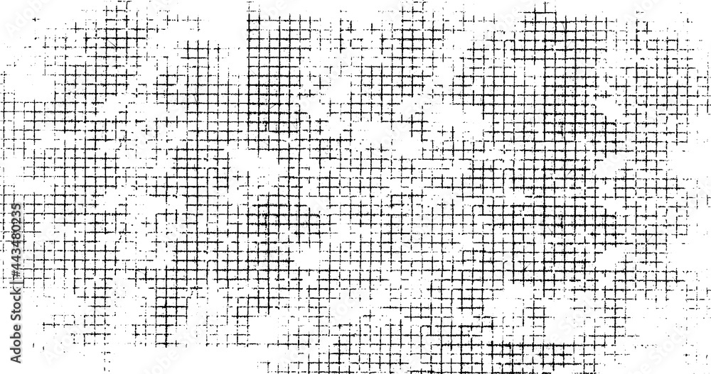 Rough, irregular texture composed of monochrome geometric elements. Overlay distressed grunge background. Abstract vector illustration. Isolated on white background. EPS10