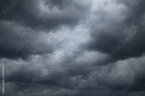 Gloomy mood, depression and despondency. Sadness and melancholy. Rain clouds, texture, background. Gray sky and bad weather. Climate change. A storm warning