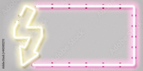 Vector realistic isolated pink neon sign of Lightning frame logo for template decoration and covering on the white background.