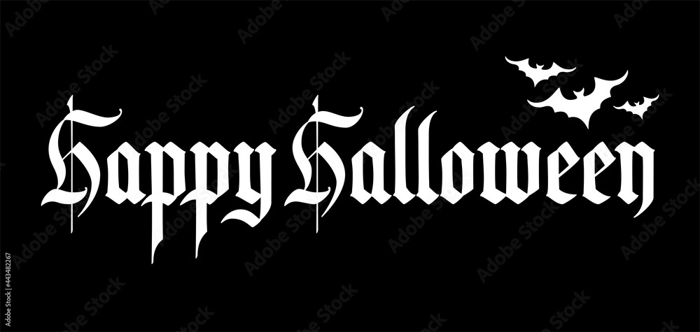 Happy Halloween. Calligraphy text banner. Gothic inscription. Handwriting text.