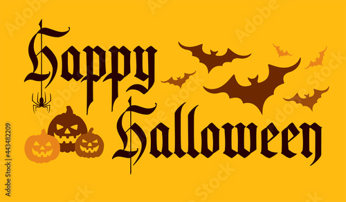 Happy Halloween. Calligraphy text banner. Gothic inscription. Handwriting text.