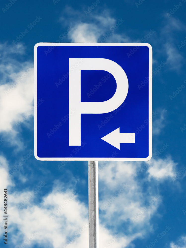 Parking traffic sign on a sky background Parking traffic sign on a sky background