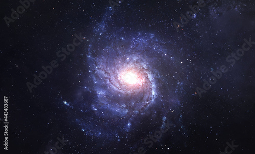 Galaxy and constellation in deep space. Stars and far galaxies. Ultra wide wallpaper background. Sci-fi space wallpaper. Elements of this image furnished by NASA 