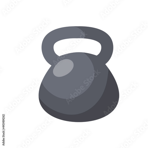 Weight. Black dumbbell. Equipment for sports and bodybuilding. Kettlebell for Strength Exercises. Flat cartoon illustration