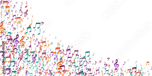 Musical notes cartoon vector background. Audio
