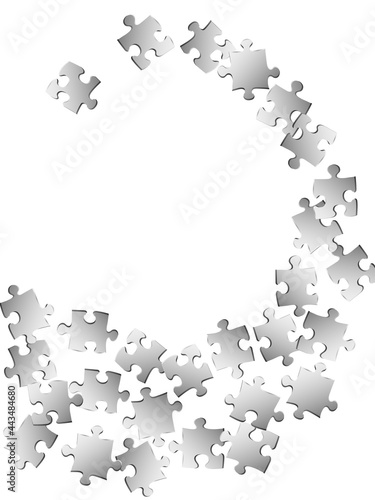 Game teaser jigsaw puzzle metallic silver pieces