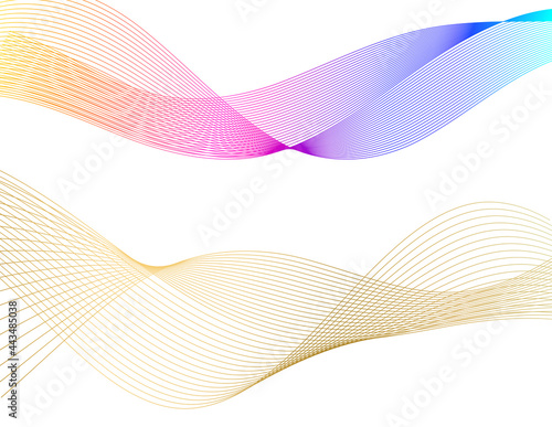 Design elements. Wave of many glittering lines circle. Abstract glow wavy stripes on white background isolated. Vector illustration EPS 10. Glitter waves with lines created using Blend Tool